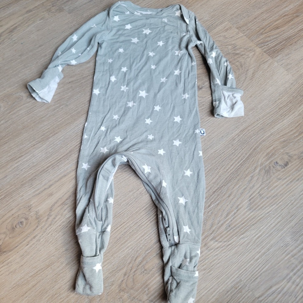 Little Sleepies Unisex Zippie Sleeper 6-12M Grey Star Bamboo Viscose Footie